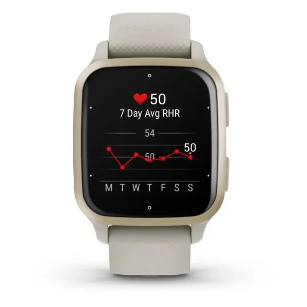 Montre connectée GARMIN Venu Sq 2 Music Edition Cream Gold avec bracelet lin – Image 2