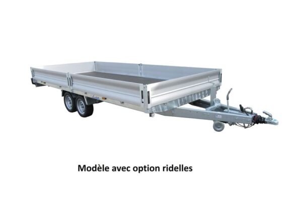 Remorque plateau 32660 Lider 2 essieux - Réf. 32660 - Roues dessous - 5 m - 3500 Kg – Image 2
