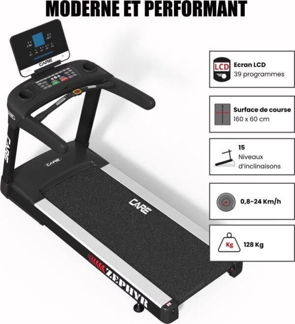 Tapis de course professionnel - 24km/h - CARE - ZEPHYR – Image 4