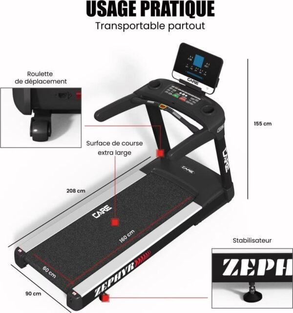 Tapis de course professionnel - 24km/h - CARE - ZEPHYR – Image 2